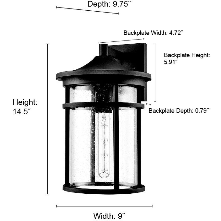 Namath 1 Light 14.5 inch Textured Black Outdoor Wall Sconce
